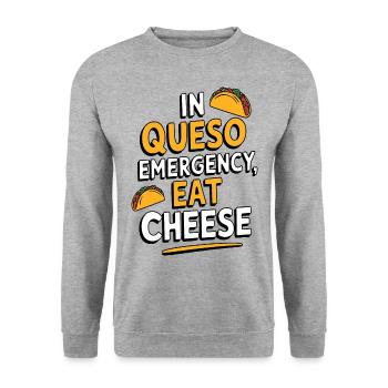 À Queso Emergency Manger du fromage Funny Food Lover - Sweat-shirt Unisexe - gris chiné - Devant - Alina (178cm) & Michal (187cm)