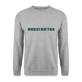 MASTER. THANK YOU. THANK YOU, MASTER. MASTER. MASTER GIFT - Unisex Sweatshirt - salt & pepper - Front - Alina (178cm) & Michal (187cm)