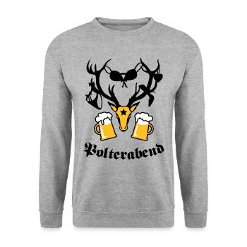 Hirsch Polterabend JGA Bier - Unisex Sweatshirt - salt & pepper - Front - Alina (178cm) & Michal (187cm)