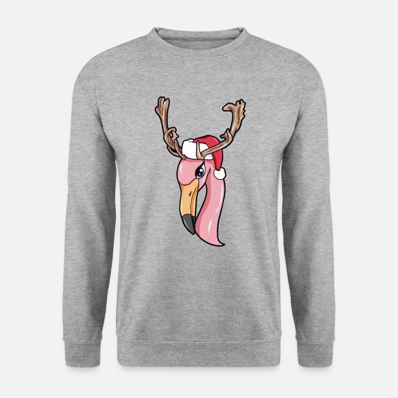 Christmas Flamingo - Unisex Pullover - Weißgrau meliert