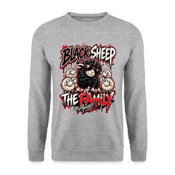 Black Sheep of the Family Funny Rebel Sheep Design - Unisex Pullover - Weißgrau meliert - Vorne - Alina (178cm) & Michal (187cm)