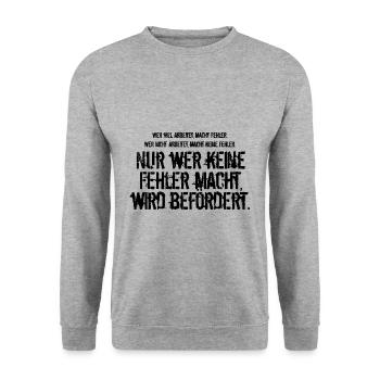 Beförderung - Unisex Pullover - Weißgrau meliert - Vorne - Alina (178cm) & Michal (187cm)