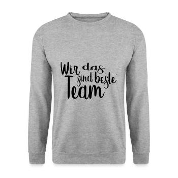 Meilleure équipe, groupe, idée cadeau - Sweat-shirt Unisexe - gris chiné - Devant - Alina (178cm) & Michal (187cm)
