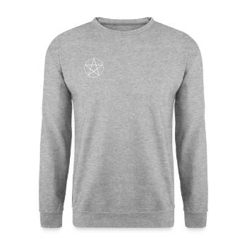 Weißer Pentagram - Unisex Pullover - Weißgrau meliert - Vorne - Alina (178cm) & Michal (187cm)