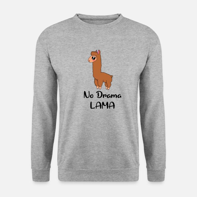 No Drama lama#alpaka#alpaka lama#Geschenkidee - Unisex Pullover - Weißgrau meliert