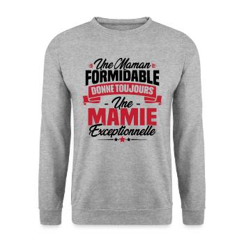 Une Maman formidable donne toujours une Mamie - Sweat-shirt Unisexe - gris chiné - Devant - Alina (178cm) & Michal (187cm)