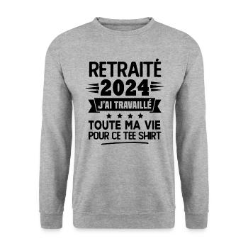 Retraité 2024 j'ai travaillé toute ma vie pour ce - Sweat-shirt Unisexe - gris chiné - Devant - Alina (178cm) & Michal (187cm)