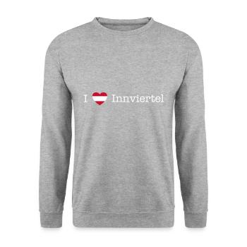 Österreich Herz Innviertel weiß - Unisex Pullover - Weißgrau meliert - Vorne - Alina (178cm) & Michal (187cm)