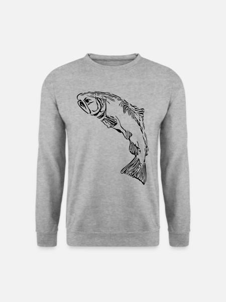 Lachs - Unisex Pullover - Weißgrau meliert