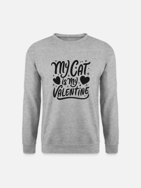 Meine Katze ist mein Valentinstag - Unisex Pullover - Weißgrau meliert