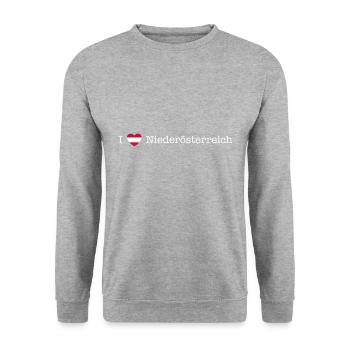 Österreich Herz Niederösterreich weiß - Unisex Pullover - Weißgrau meliert - Vorne - Alina (178cm) & Michal (187cm)