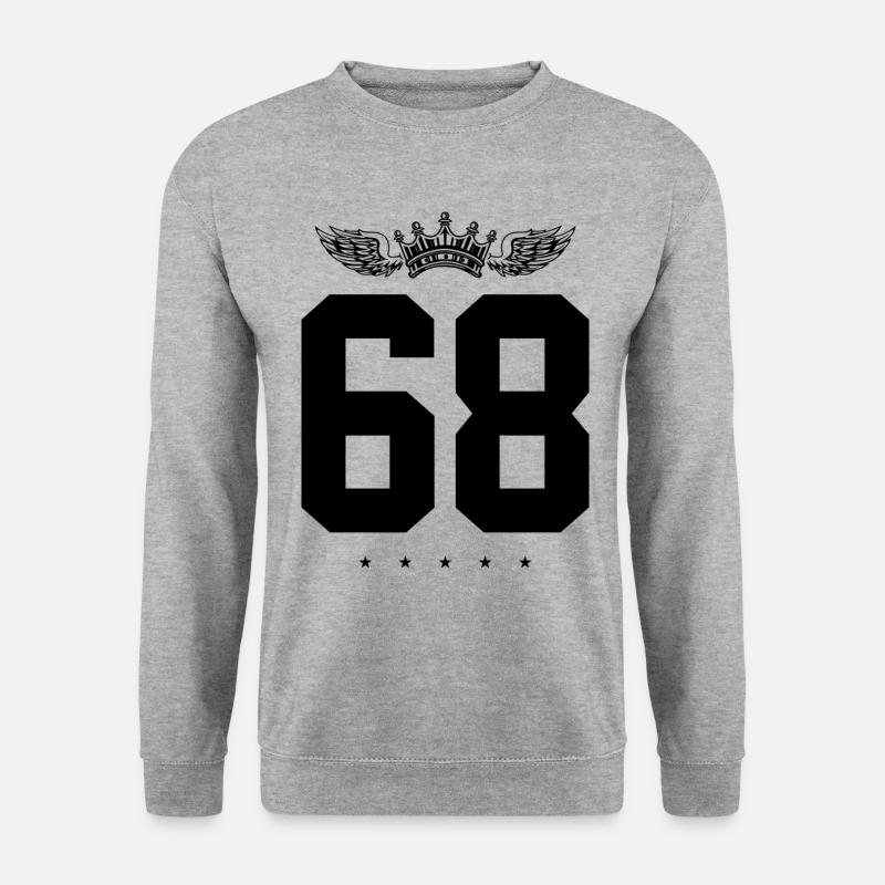 68 Zahl Krone - Unisex Pullover - Weißgrau meliert