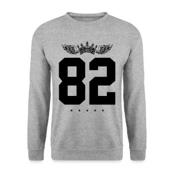 82 Number crown - Unisex Sweatshirt - salt & pepper - Front - Alina (178cm) & Michal (187cm)