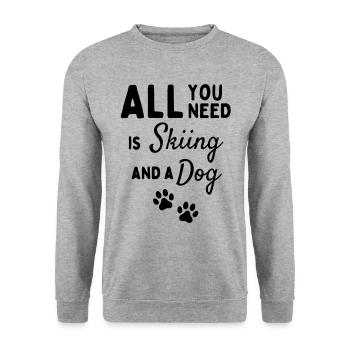 Tout ce dont vous avez besoin est le ski et un chien. - Sweat-shirt Unisexe - gris chiné - Devant - Alina (178cm) & Michal (187cm)