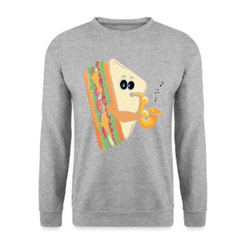 Saxophonist Saxophone Cheese Music Musicians - Unisex Sweatshirt - salt & pepper - Front - Alina (178cm) & Michal (187cm)