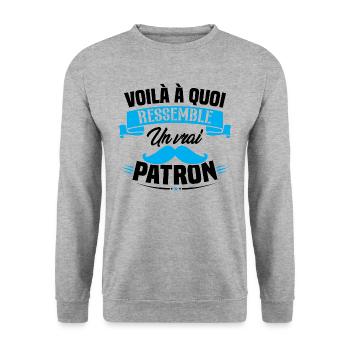 Voilà à quoi ressemble un vrai patron - Sweat-shirt Unisexe - gris chiné - Devant - Alina (178cm) & Michal (187cm)