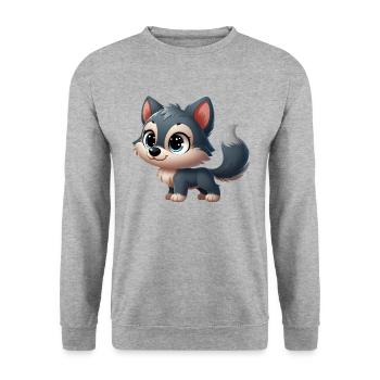 Wolf 3 - Unisex Pullover - Weißgrau meliert - Vorne - Alina (178cm) & Michal (187cm)