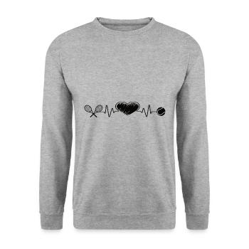 Tennis Heartbeat Tennis Ball Tennis Racket - Unisex Sweatshirt - salt & pepper - Front - Alina (178cm) & Michal (187cm)