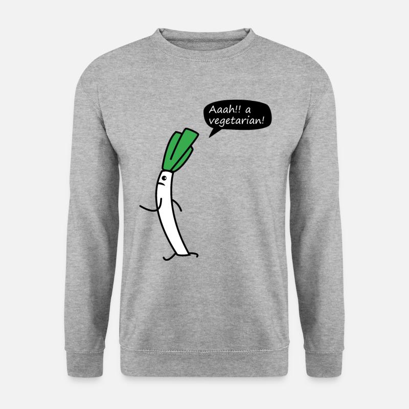 Lauch Ein Vegetarier - Unisex Pullover - Weißgrau meliert