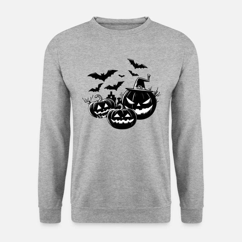 Halloween in Schwarz-Weiß - Unisex Pullover - Weißgrau meliert