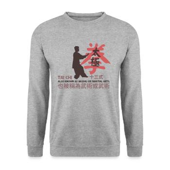 Tai Chi chinese style aka Wushu Martial Arts - Unisex Sweatshirt - salt & pepper - Front - Alina (178cm) & Michal (187cm)