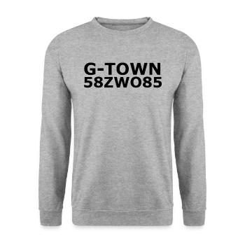 G Town - Gevelsberg Hood - Unisex Pullover - Weißgrau meliert - Vorne - Alina (178cm) & Michal (187cm)