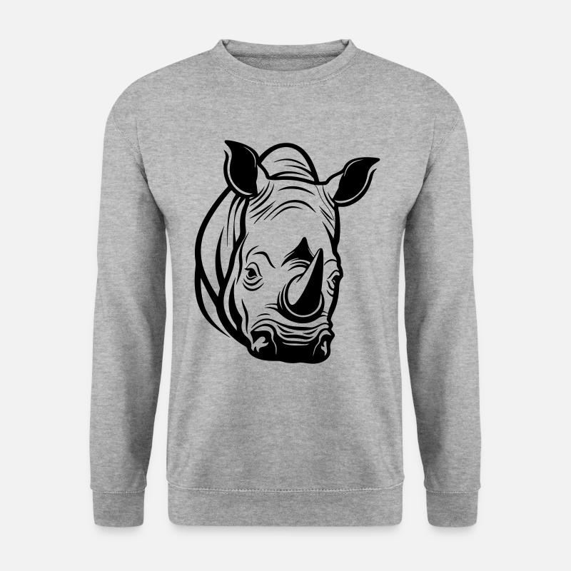 Nashorn Kopf - Unisex Pullover - Weißgrau meliert