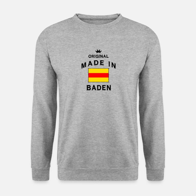 Made in Baden badisch Badener Geburt Geschenk - Unisex Pullover - Weißgrau meliert