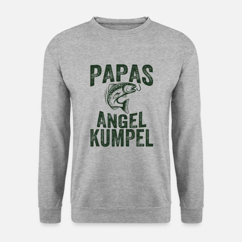 Papas Angel Kumpel Angeln Angler lustig Geschenk - Unisex Pullover - Weißgrau meliert