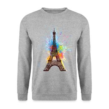 Paris Eiffelturm Frankreich France Tour Eiffel - Unisex Pullover - Weißgrau meliert - Vorne - Alina (178cm) & Michal (187cm)