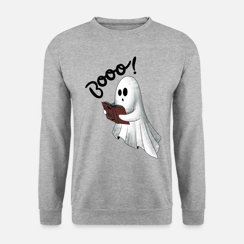 Gruseliger Geist - Unisex Pullover - Weißgrau meliert