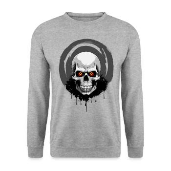 Skull with orange eyes - Unisex Sweatshirt - salt & pepper - Front - Alina (178cm) & Michal (187cm)