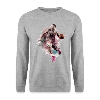 Basketball Basketball Player Sport Splash Colorful - Unisex Sweatshirt - salt & pepper - Front - Alina (178cm) & Michal (187cm)