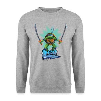 TMNT Mutant Mayhem Turtle Leo - Unisex Sweatshirt - salt & pepper - Front - Alina (178cm) & Michal (187cm)