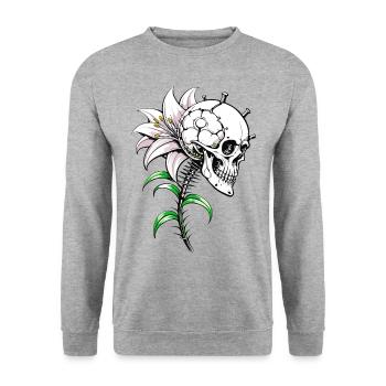 Lily Skull // Skull Lily // Flower FS0145 - Unisex Sweatshirt - salt & pepper - Front - Alina (178cm) & Michal (187cm)