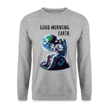 Good morning earth Astronaut - Unisex Sweatshirt - salt & pepper - Front - Alina (178cm) & Michal (187cm)