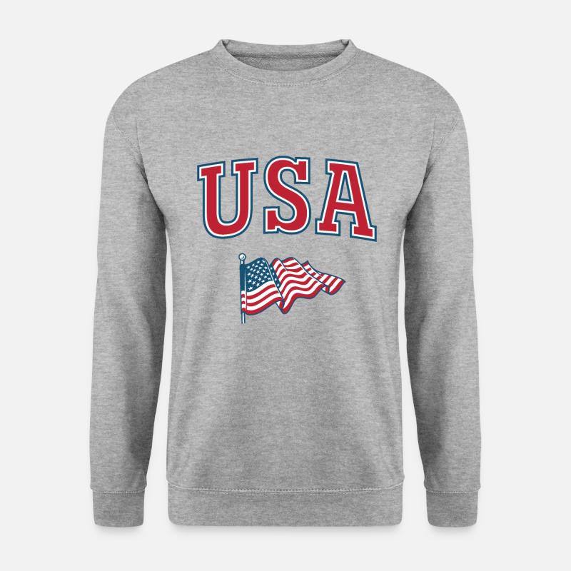 USA-Flagge - Unisex Pullover - Weißgrau meliert