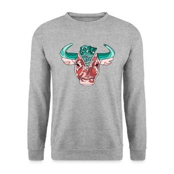Bull with Roses II. - Unisex Sweatshirt - salt & pepper - Front - Alina (178cm) & Michal (187cm)