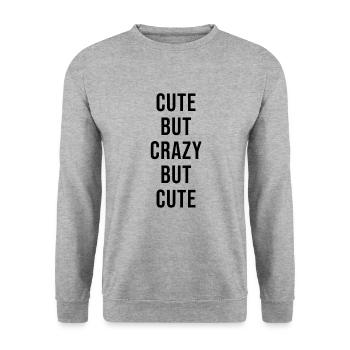 Cute but Crazy - Unisex Pullover - Weißgrau meliert - Vorne - Alina (178cm) & Michal (187cm)