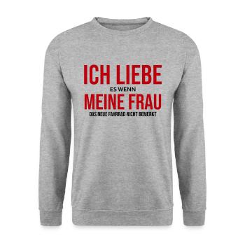 Ich liebe es wenn meine Frau - Unisex Pullover - Weißgrau meliert - Vorne - Alina (178cm) & Michal (187cm)