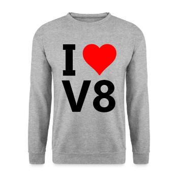 V8 américain - Sweat-shirt Unisexe - gris chiné - Devant - Alina (178cm) & Michal (187cm)
