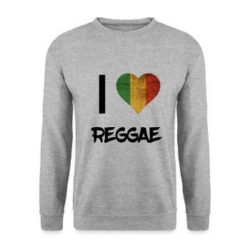 J'aime le reggae - Sweat-shirt Unisexe - gris chiné - Devant - Alina (178cm) & Michal (187cm)