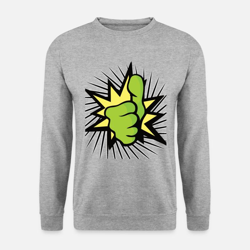 Daumen schön hoch - Unisex Pullover - Weißgrau meliert