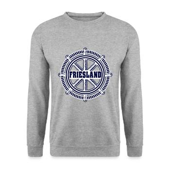 Friesland Steuerrad Norddeutschland - Unisex Pullover - Weißgrau meliert - Vorne - Alina (178cm) & Michal (187cm)