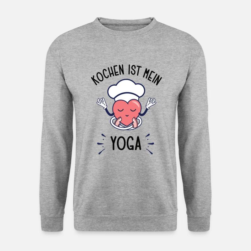 Lustiger Koch Spruch Yoga und Kochen für Köche - Unisex Pullover - Weißgrau meliert