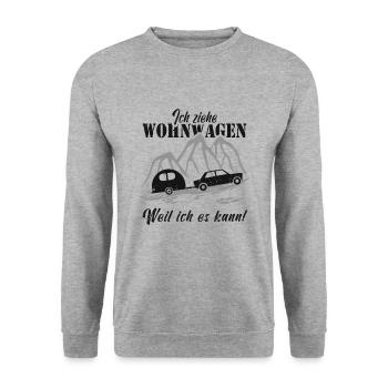 Ich ziehe Wohnwagen - Unisex Pullover - Weißgrau meliert - Vorne - Alina (178cm) & Michal (187cm)