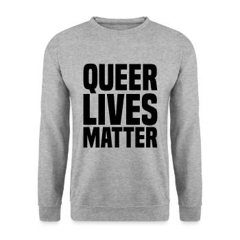 Queer Lives Matter - Sweat-shirt Unisexe - gris chiné - Devant - Alina (178cm) & Michal (187cm)