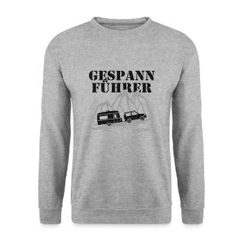 Wohnwagen Gespann Fahrer Führer - Unisex Pullover - Weißgrau meliert - Vorne - Alina (178cm) & Michal (187cm)