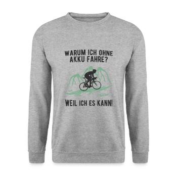 Radfahren ohne Akku Radsport Rennrad - Unisex Pullover - Weißgrau meliert - Vorne - Alina (178cm) & Michal (187cm)