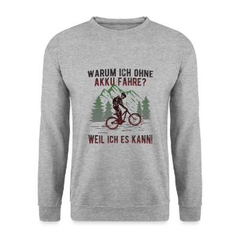 Fahrrad MTB fahren ohne Akku - Real Downhill - Unisex Pullover - Weißgrau meliert - Vorne - Alina (178cm) & Michal (187cm)